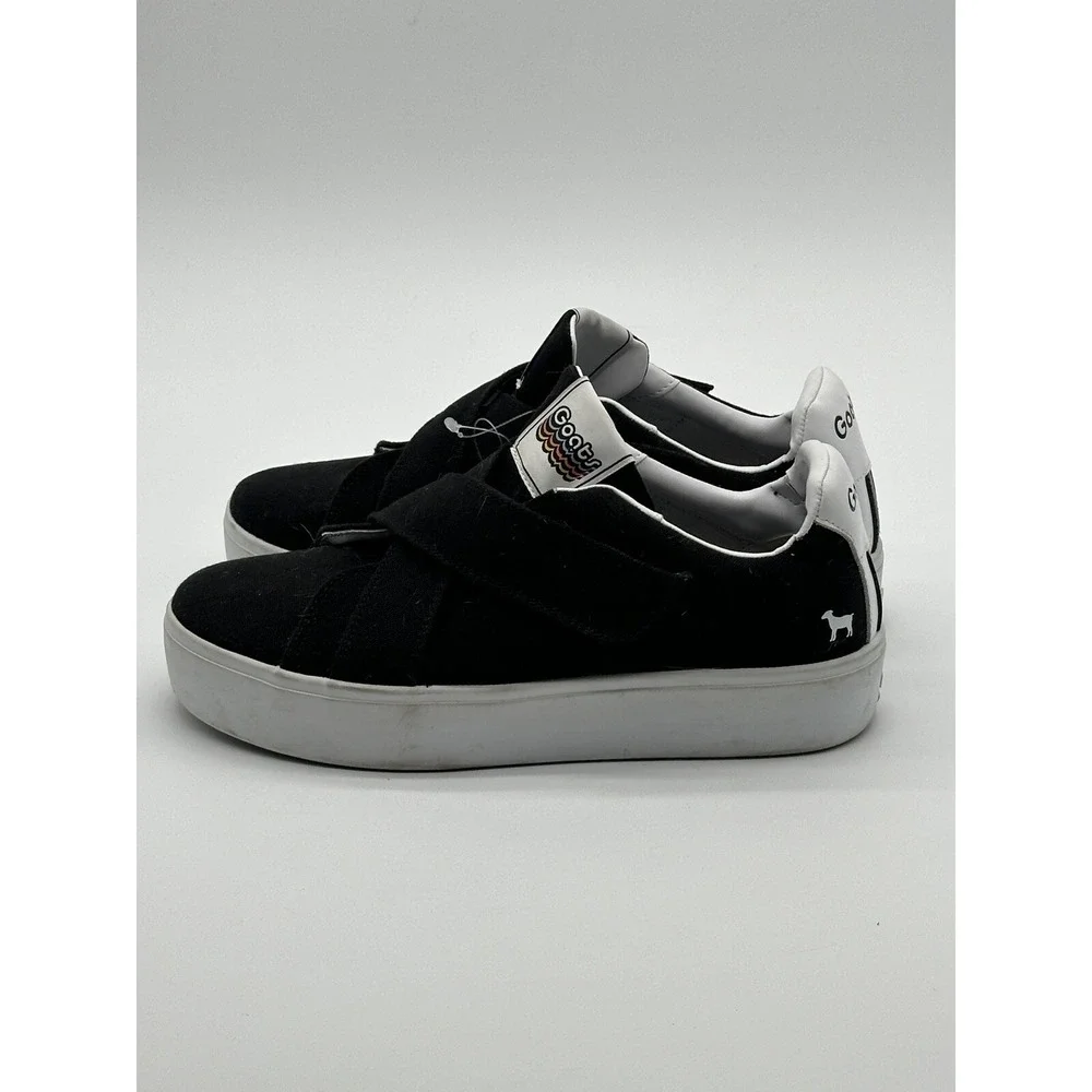 Goats Women's Black Canvas Crisscross‎ Straps Platform Slip-On Sneakers SZ 9.5